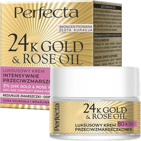 Perfecta 24K Gold&Rose Oil Luksusowy krem przeciwzmarszczkowy na dzień i na noc 80+
