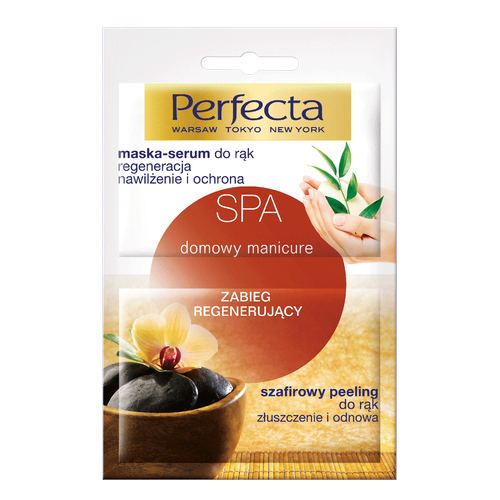 Perfecta SPA- Szafirowy peeling do rąk + maska/serum- domowy manicure